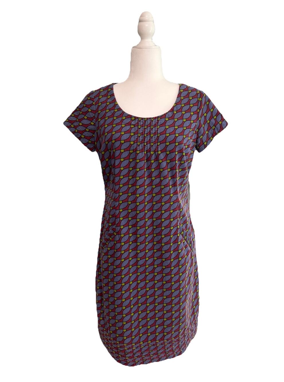 Boden Corduroy Sheath Dress Womens 6R Purple Abstract Print Cotton